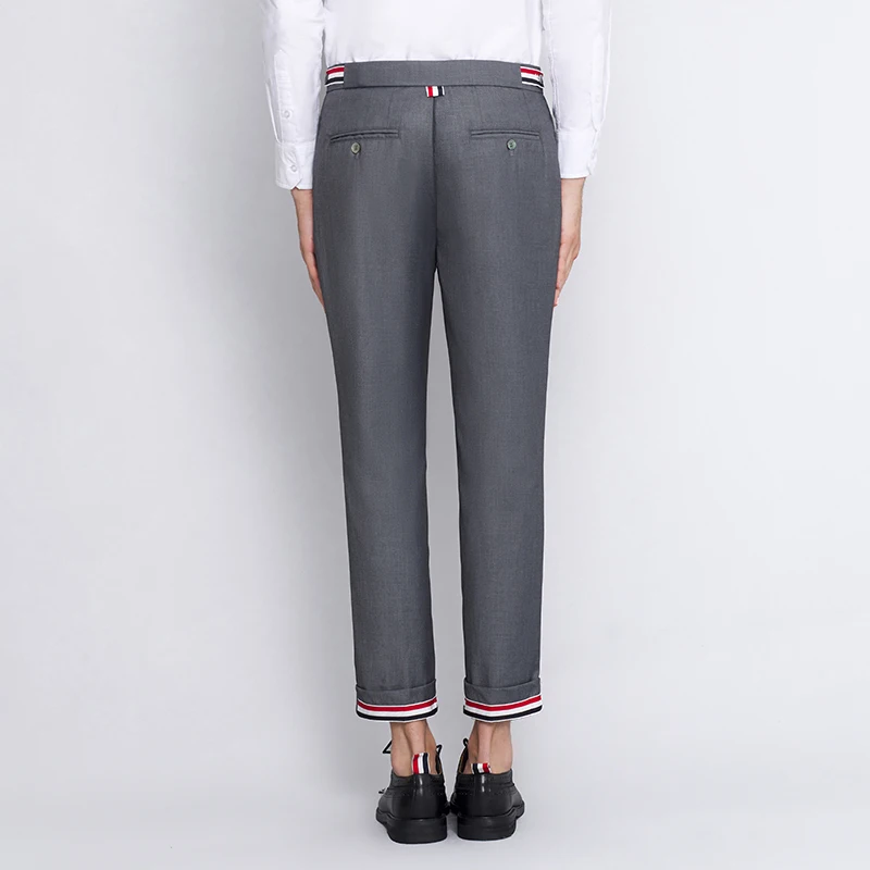 

Мужские деловые брюки в полоску TB THOM, однотонные прямые брюки для офиса, весна-осень