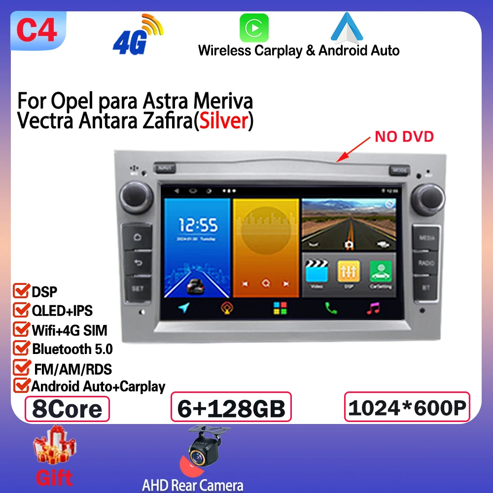 

Автомобильное радио Android 14, для Opel Astra H J 2004 Vectra Vauxhall Antara Zafira Corsa C D Vivaro Meriva Veda Navigation Carplay WIFI