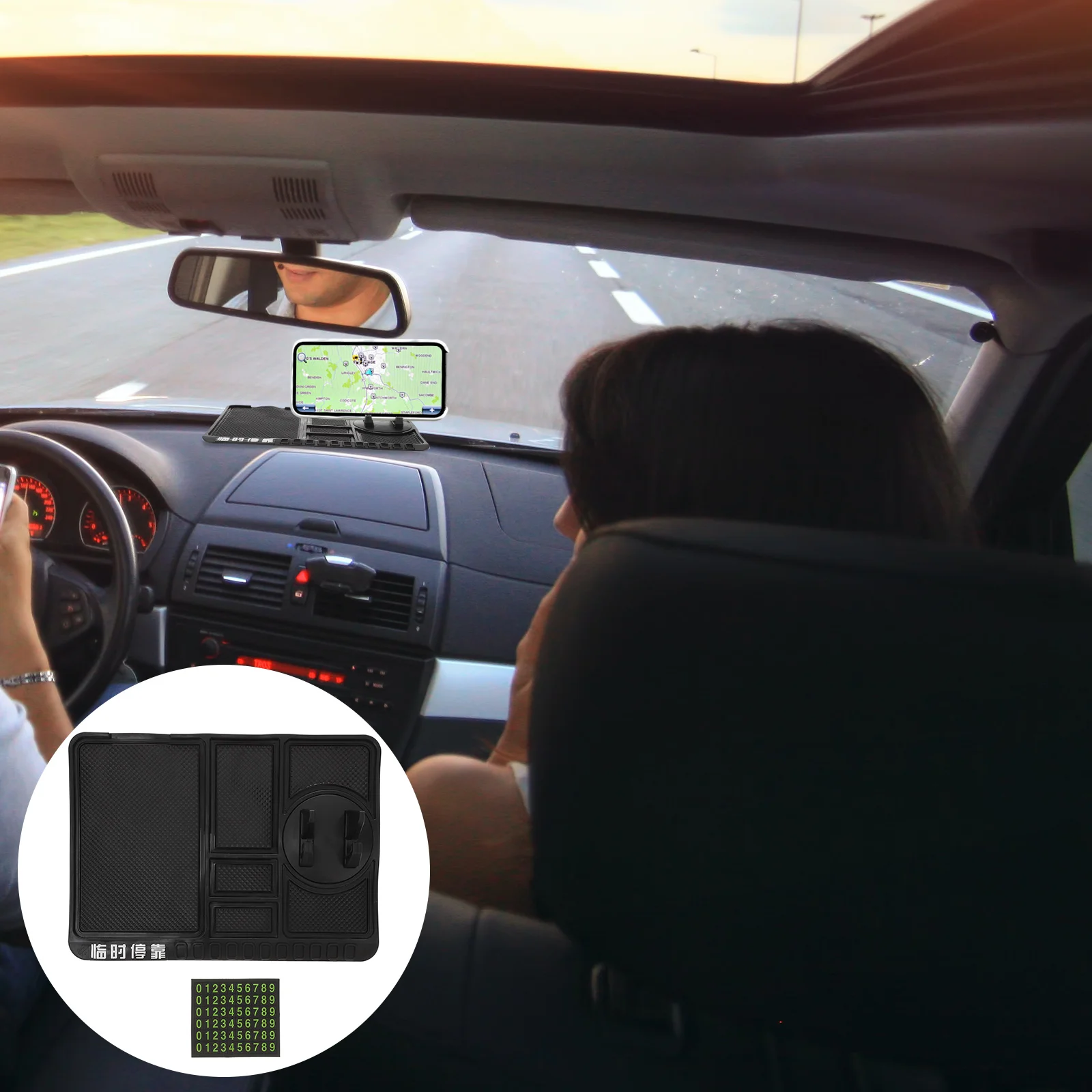 

Car Instrument Panel Multifunctional Mobile Phone Holder Cell Non-Slip Mat Storage Mount