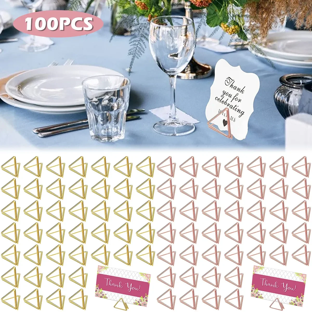 

Supplies Great 100Pcs Triangle Shape Table Card Holder Clips, Mini Metal Photo Picture Table Number Stand, Perfect Wedding Table