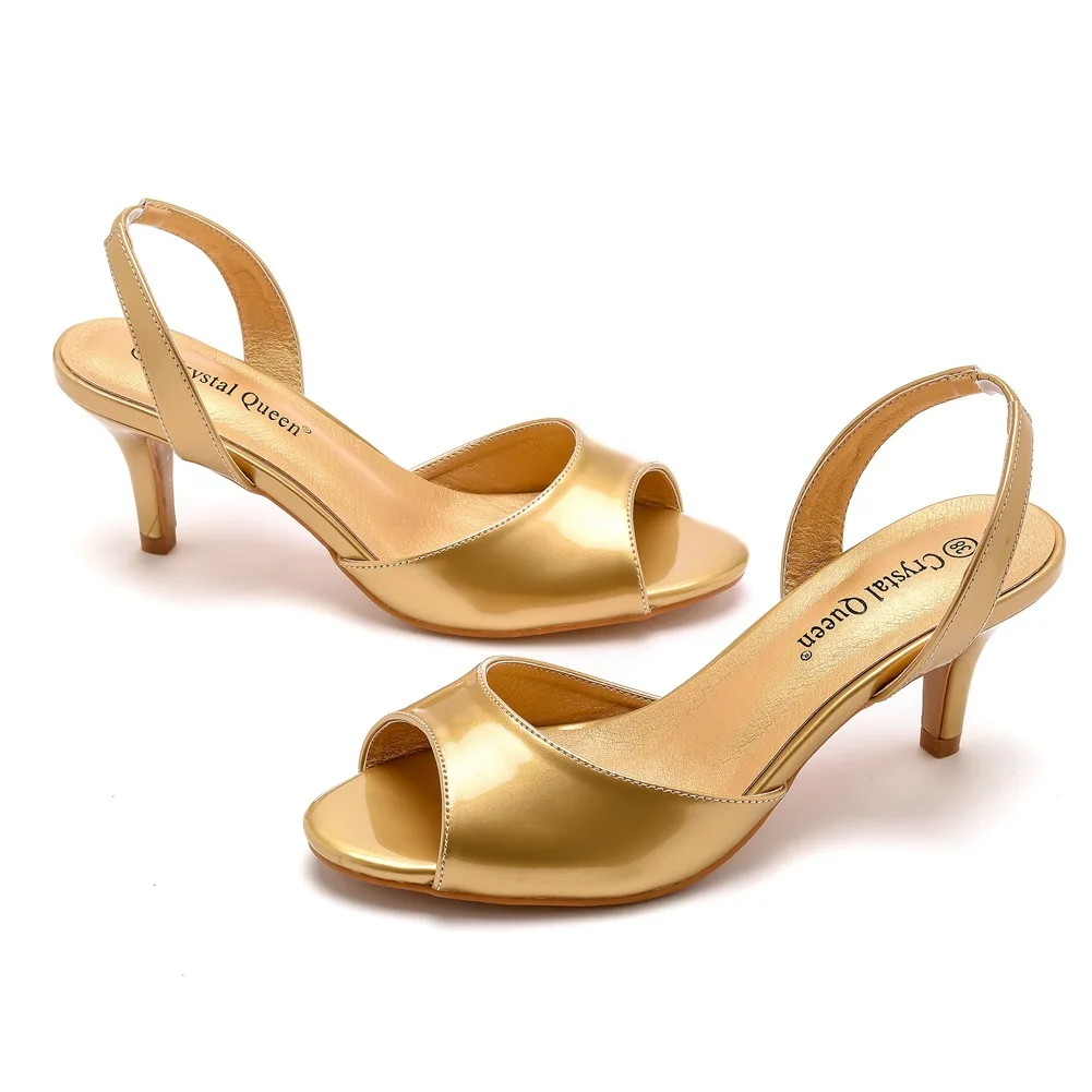 Fish Mouth High Heel Sandals with Shallow Mouth and Large Round Toe High Heel Shoes Gold High Heel Shoes Women's Summer Sandals