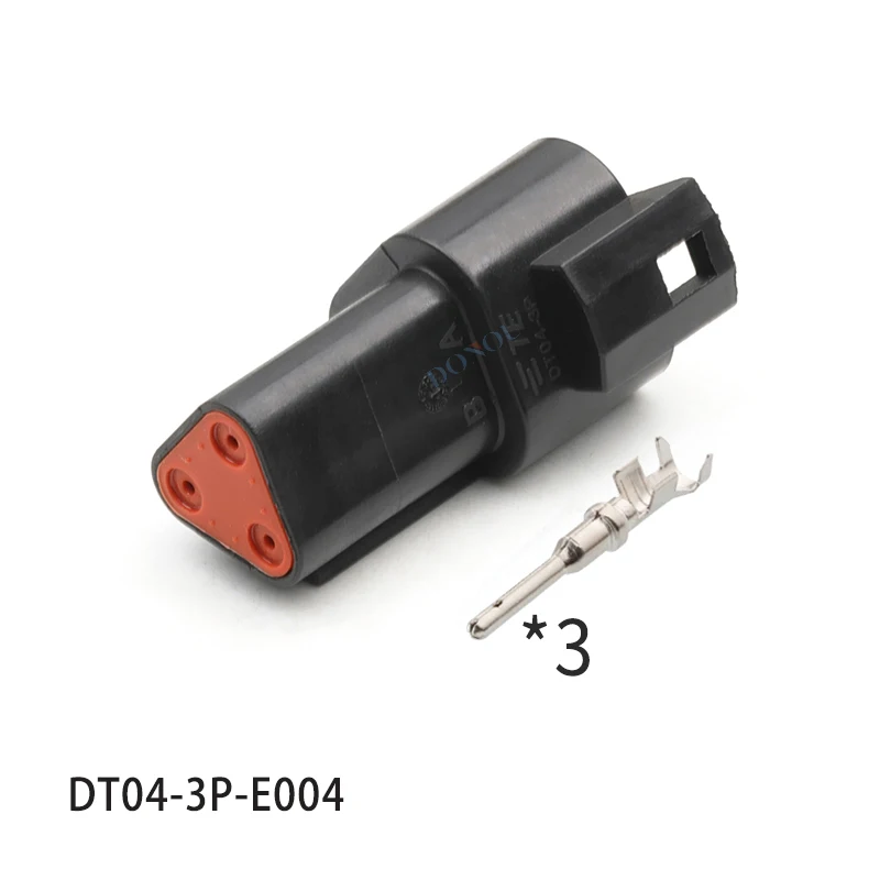 Фото Комплект из 2-х 3-контактных водонепроницаемых разъемов TE Type DT04-3P-E004/DT06-3S-E004 (новые, штекер-гнездо, автомобильный адаптер) №5