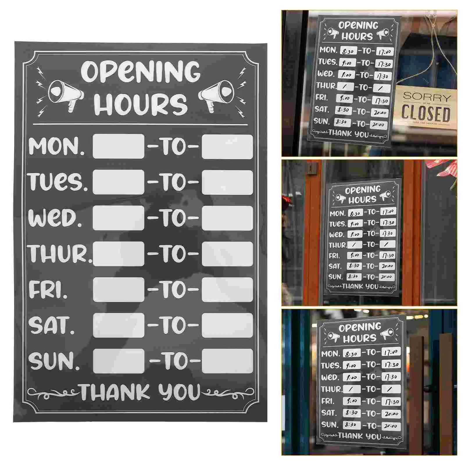 

Sign Hours Signs Business Hour Adhesive Opening Open Store Stickers Door Office Closed Operation Labels Writable Sticker