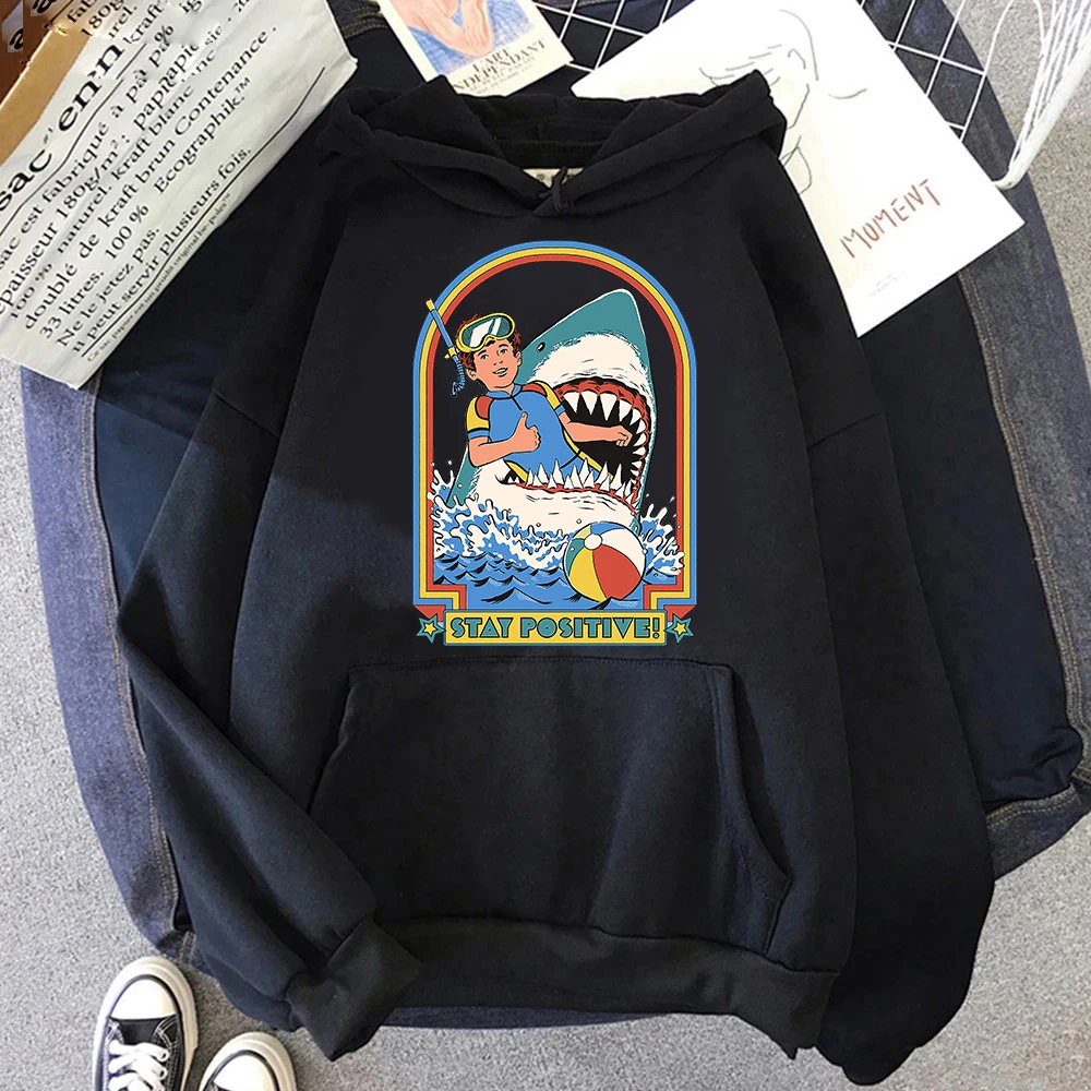 

Оставайтесь позитивными! Свитшот с длинным рукавом для мужчин и женщин, теплый Повседневный пуловер в стиле Харадзюку, с забавным сатаном, д...