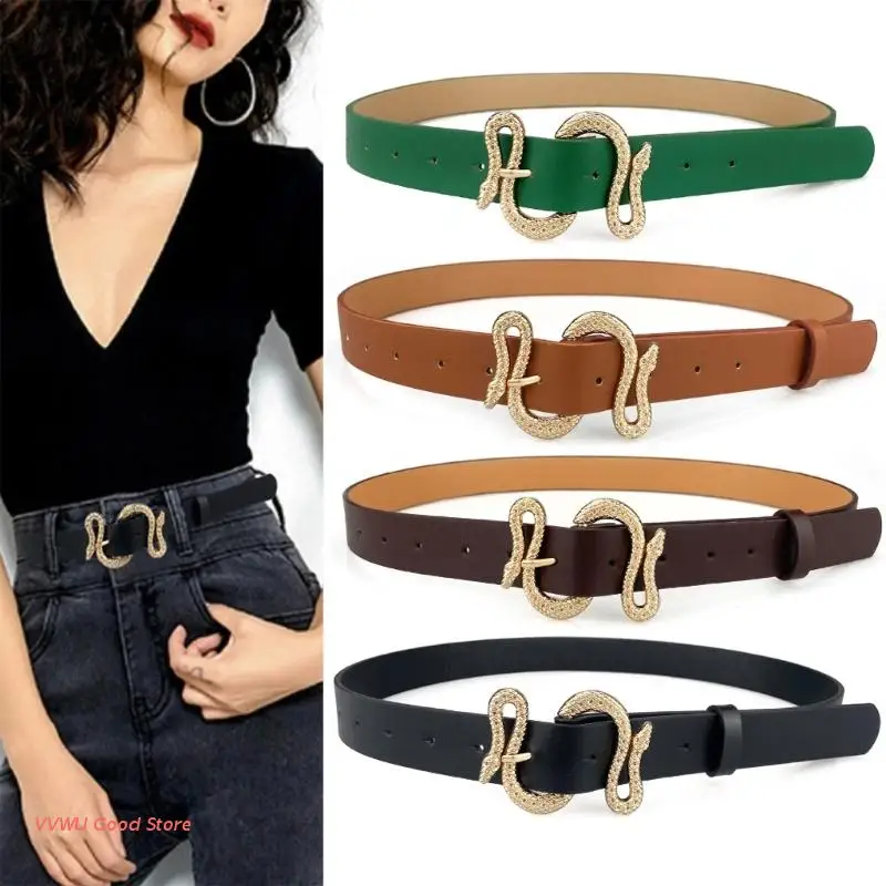 

Fashion Unisex Snake Buckle Belts Adjustable Waist Belt for Dresses Shirt