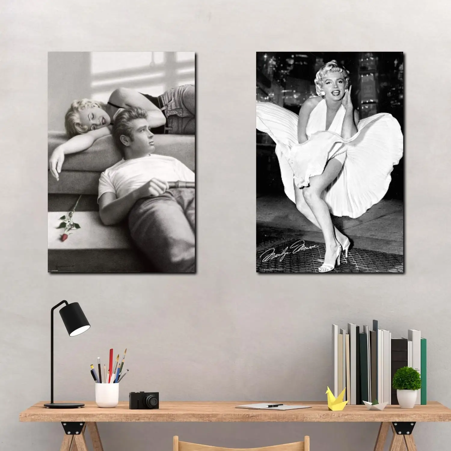 

Marilyn Monroe and James Dean Singer Canvas Art Poster and Wall Art Picture Print Modern Family bedroom Decor Posters