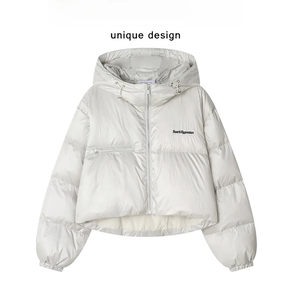 Xinmonlee корейская серия универсальный возрастной пуховик с капюшоном и вышивкой
