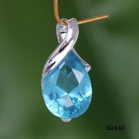 anglang novel designed women necklace blue cubic zirconia unique accessories for party fancy gift girl statement jewelry