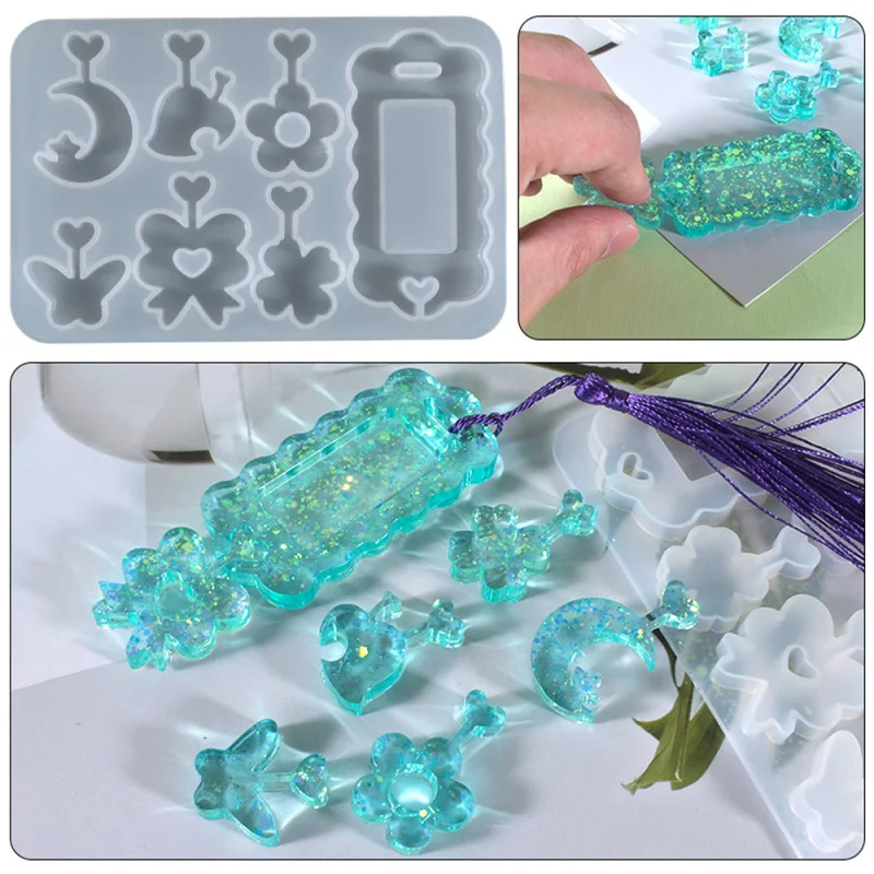 

Crystal Epoxy Pendant Keychain Mould Creative Jewelry Listing Silicone Molds Handmade DIY Making Crafts