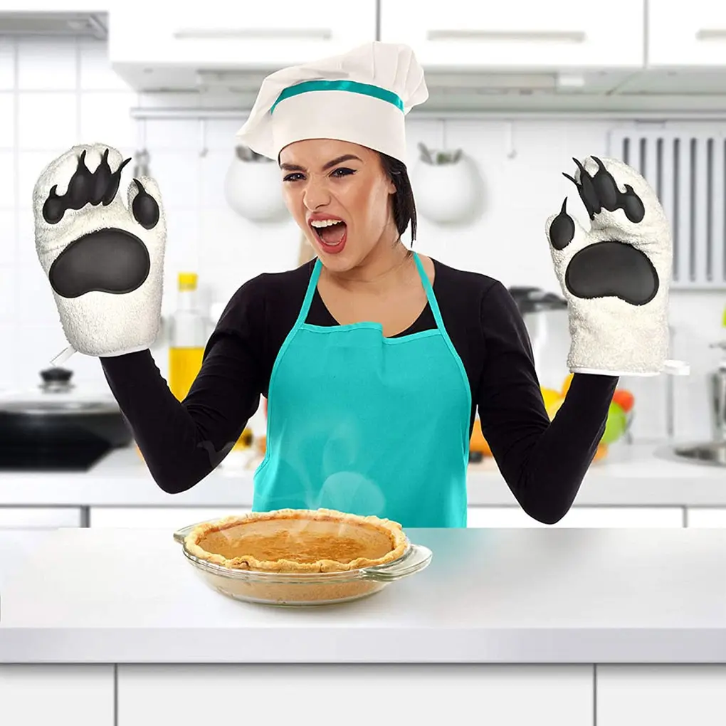 

Baking Gloves Microwave Gloves Heat Insulation Gloves Cotton Silicone Insulated Mittens microwave oven silicone gloves