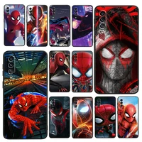 spiderman marvel for samsung galaxy a73 a72 a71 a70 a53 a52 a51 a50 a42 a41 a40 a33 a32 a31 a30 a30s 5g 4g black soft phone case