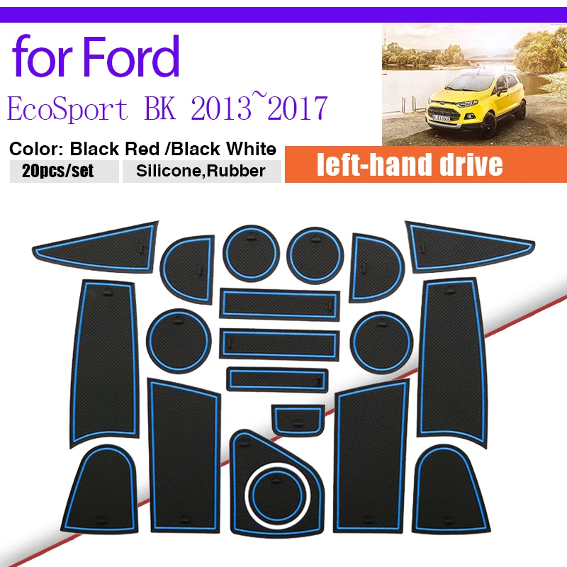 

Door Groove Dust-proof Pad for Ford EcoSport BK E85 2013~2017 2014 Rubber Anti-slip Mat Cup Storage Gate Slot Sticker Auto Rug