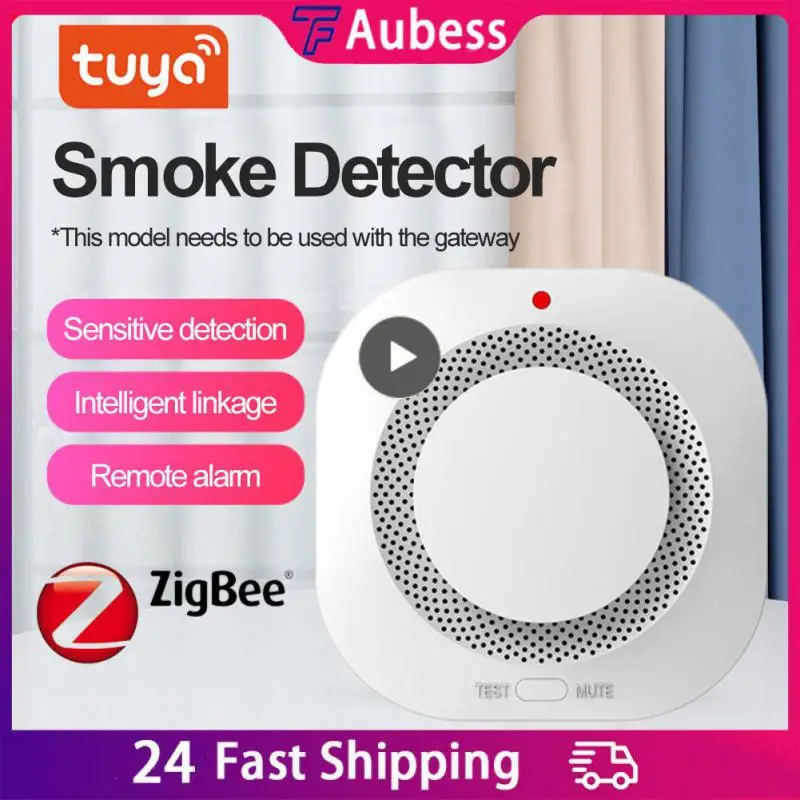 

Wireless Zigbee Smoke Sensor Family Security Alarm Sensor App Control Smoke Detector Work With Tuya Zigbee Hub 9v