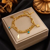 xiyanike new fashion women bracelet stainless steel geomatric pendant chain bracelets for women hot selling girls jewelry