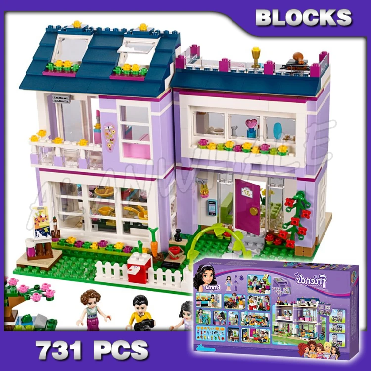 

731pcs Friends Heartlake Emma Modular House Family home Garden Room 10541 Building Blocks Sets Compatible With Model