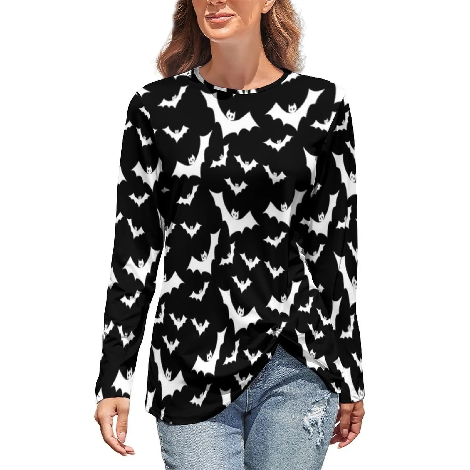 

Женская футболка летучая мышь с длинным рукавом