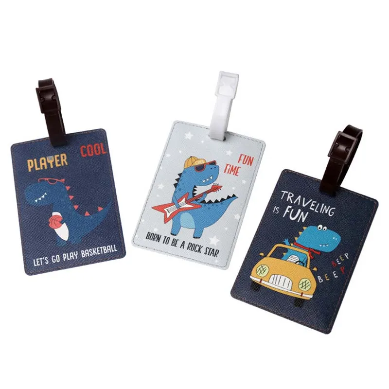 Cute Dinosaur Travel Accessories Luggage Tag PU Suitcase ID Addres Holder Baggage Boarding Tag Portable Label Wedding Gift