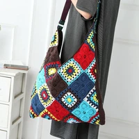 bohemian crochet women shoulder bags casual large tote bag vintage knitted handbags casual summer beach bag big shopper purses