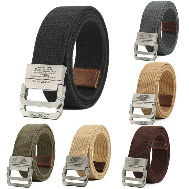 

Nylon Canvas Belt Men Army Style Tactical Belts Male Outdoor Sport Metal Double Buckle Weave Cowboy Pants Waistband High Quality