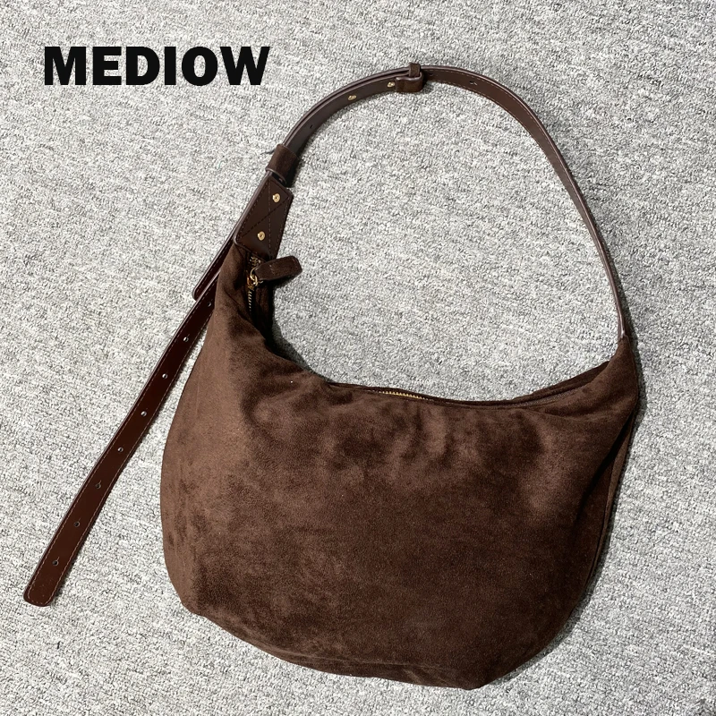 Сумка-хобо из искусственной замши MEDIOW женская Роскошный дизайнерский саквояж в