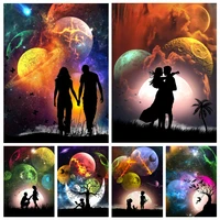 5d fantasy universe scenery diamond painting love couple under moon night landscape embroidery cross stitch kit home decor gift