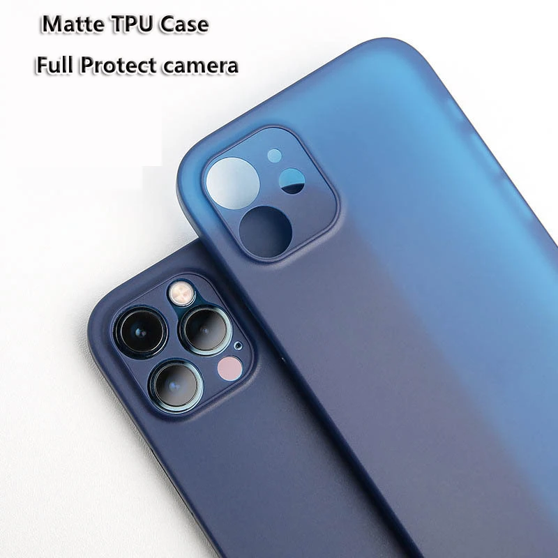 Чехол для iPhone 13 12 Mini 11 Pro Max XS XR X 7 8 Plus, легкий Матовый Бампер из ТПУ, Защита камеры, ударопрочная Силиконовая задняя крышка