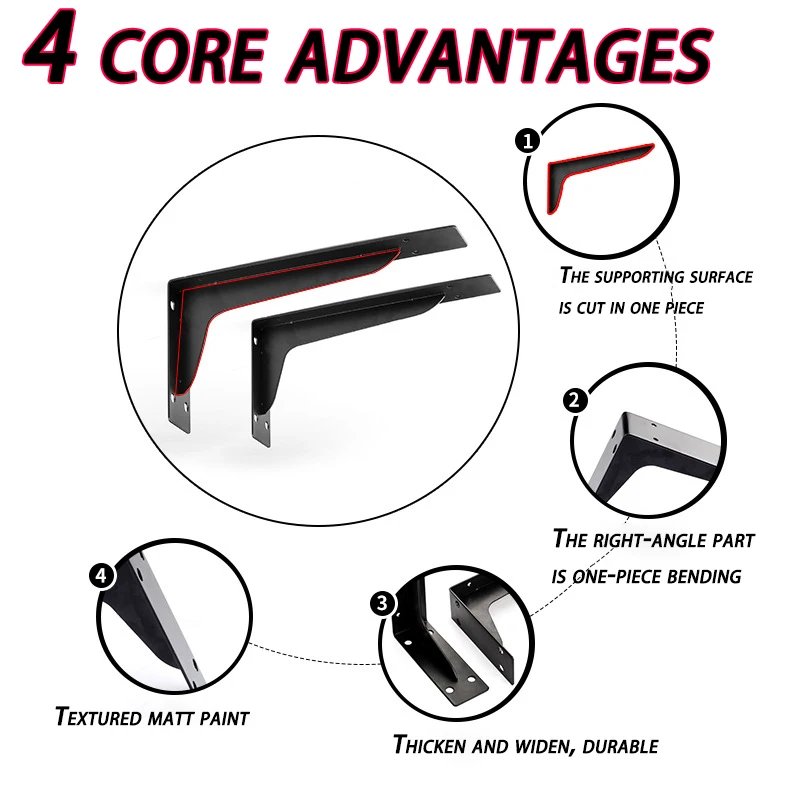 

Tripod Wall Shelf Shelf Bracket Partition Bracket Black Heavy-Duty Increased Height Weight Capacity Shelves for Wall