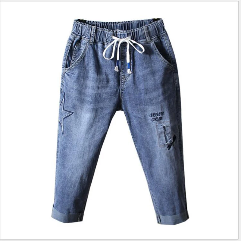 

2022 Plus size Jeans women high waist casual Jeans women clothes Female loose Cropped pants mom jeans 5XL streetwear jeans 2022