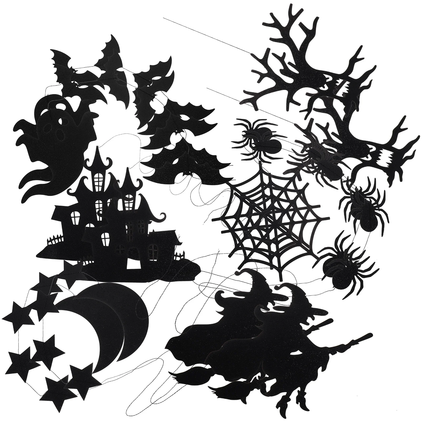 

12Pcs Halloween Paper Decors Outdoor Tree Hanging Crafts Halloween Elements Party Layout Ornaments