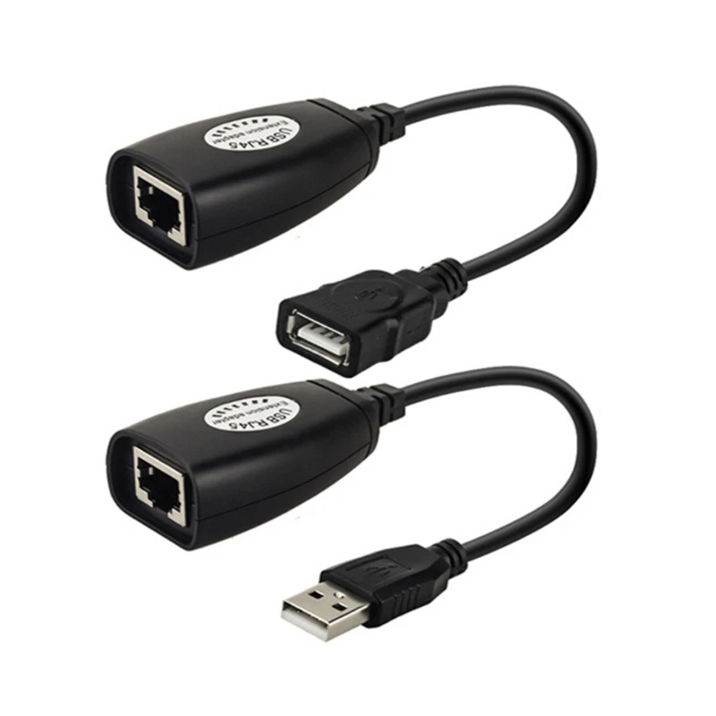 USB-удлинитель Ethernet RJ45 Cat5e/6 Кабель-адаптер LAN Удлинитель через повторитель Набор