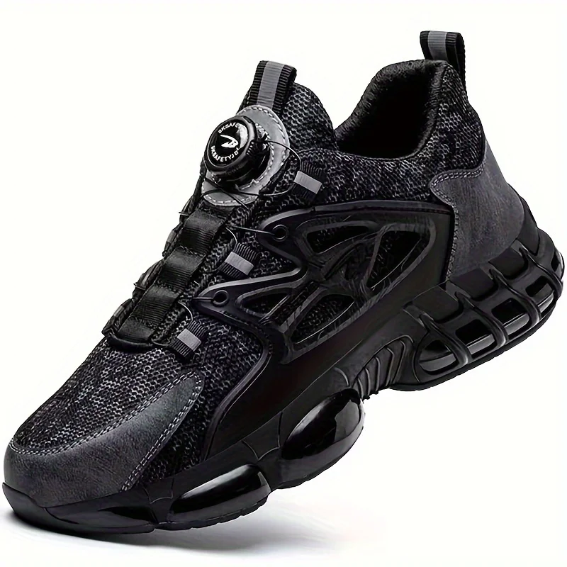 

Мужская Защитная Обувь С Вращающейся Кнопкой, Защита От Проколов, Рабочие Ботинки На Воздушной Подушке, Черная Защитная Обувь