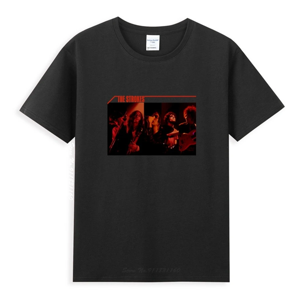 

Rock The Strokes Logo Classic Black T-Shirt Newest Summer Men's Short Sleeve Popular Tees Shirt Tops Novel Unisex