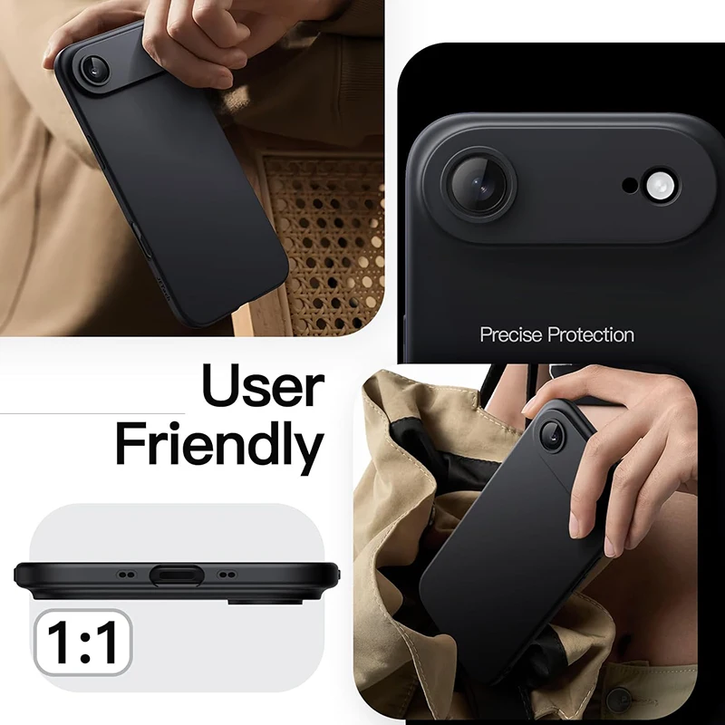 Роскошный матовый силиконовый чехол для iPhone 17 Air Pro Max, ультратонкий, мягкий, с полной защитой камеры и объектива для iPhone 17 Pro Max (art.: 3920d239bc442) - 3920d239bc442