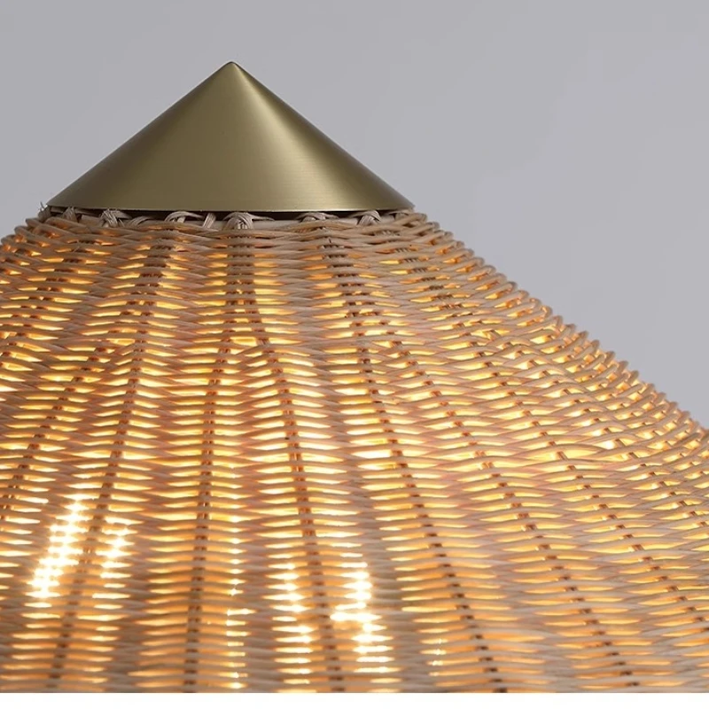 YSL плетеная напольная лампа ручной работы из ротанга для гостиной спальни