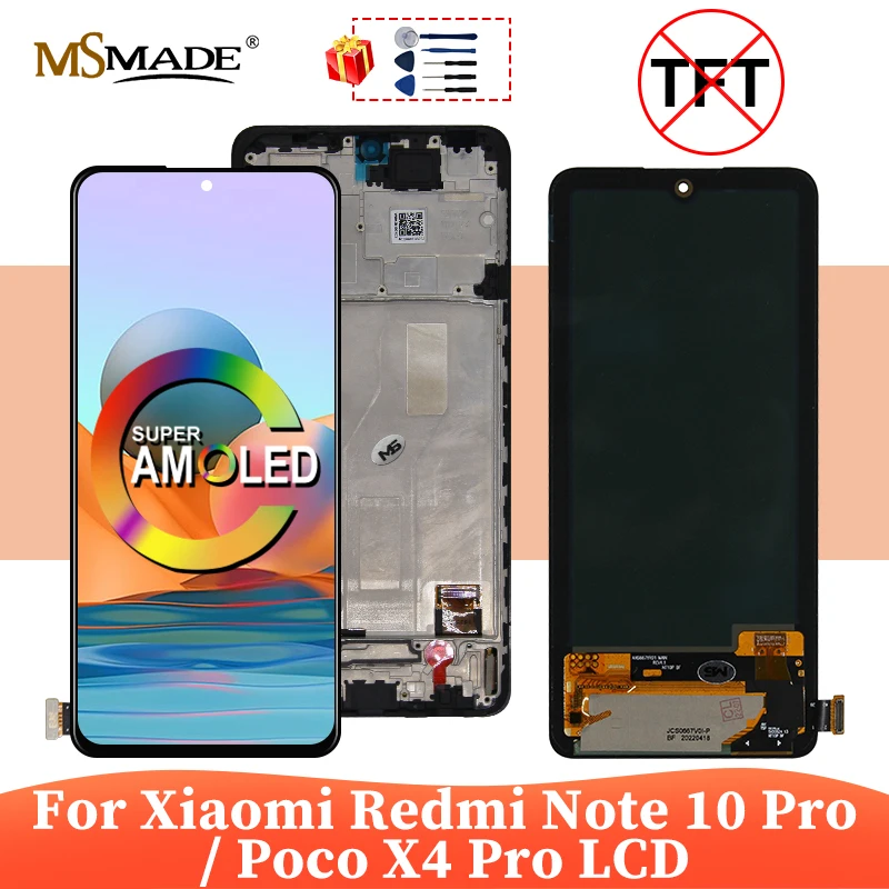 Super AMOLED для Xiaomi Redmi Note 10 Pro ЖК-экран Poco X4 LCD M2101K6G 2201116PG дисплей запасные части - купить