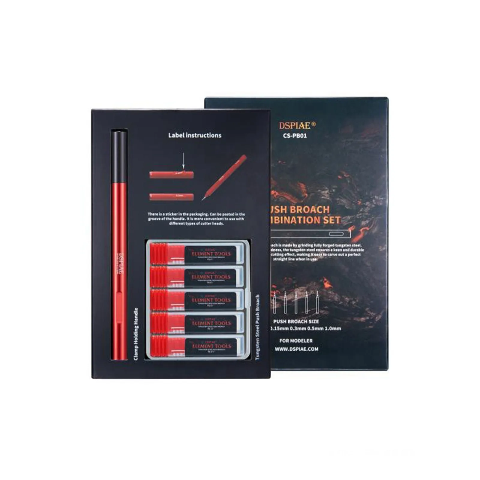 

DSPIAE CS-PB01 Push Broach Combination Set Craft Tools ( 0.1 0.15 0.3 0.5 1.0) MM Hand Tools Red
