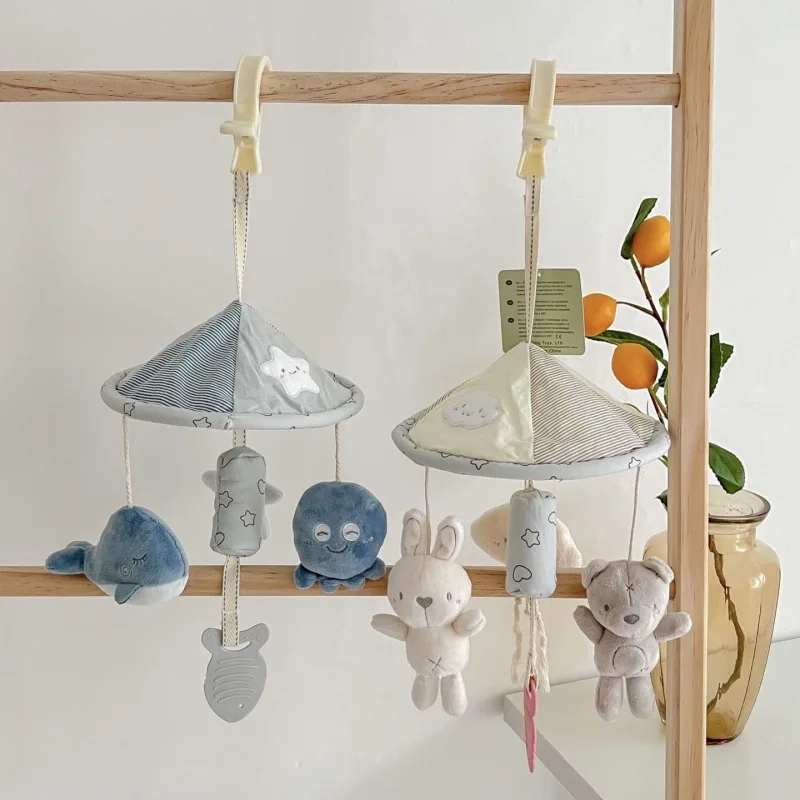

Newborn Baby Rattles Infant Stroller Bed Hanging Umbrella Wind Bell Mobile Cartoon Animals Plush Toy 0-12 Months Boy Girl Gift