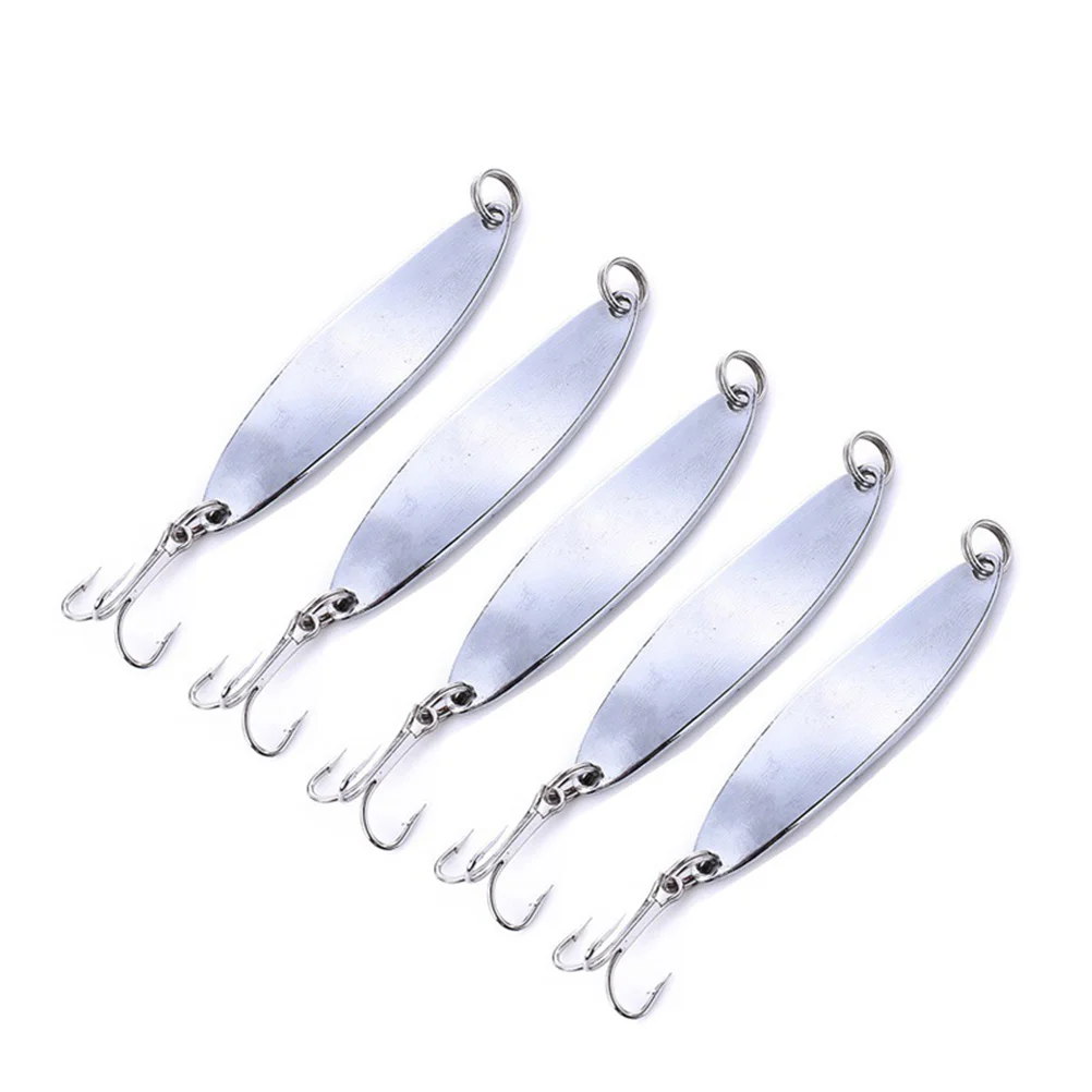 

5 Pcs 7g Distance Using Metal Fishing Lure Strong Spoon Fishing Lures for Lake Sea Fishing (Silver)
