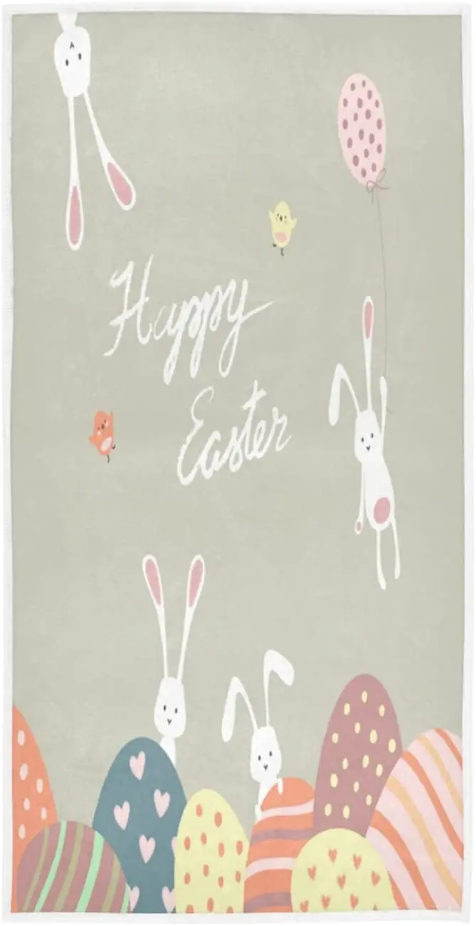 

Face Towel Easter Egg Rabbit Bunny Gray Soft Bath Hotel Spa Hand Gym Sport Towel serviettes havlu