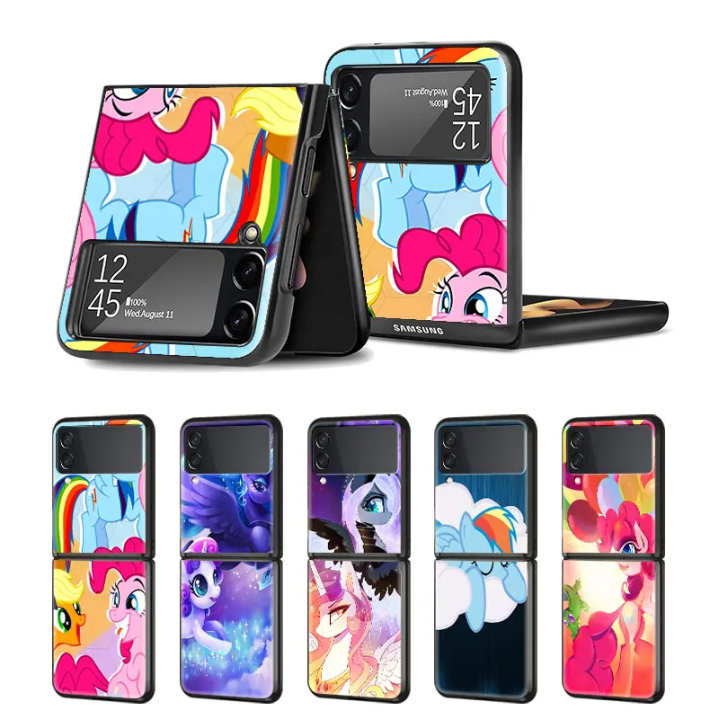 

Cover Phone Case for Samsung Galaxy Z Flip Flip3 5G Shell Coque Soft Luxury Funda Fashion My Little Pony Horse Color Rainbow