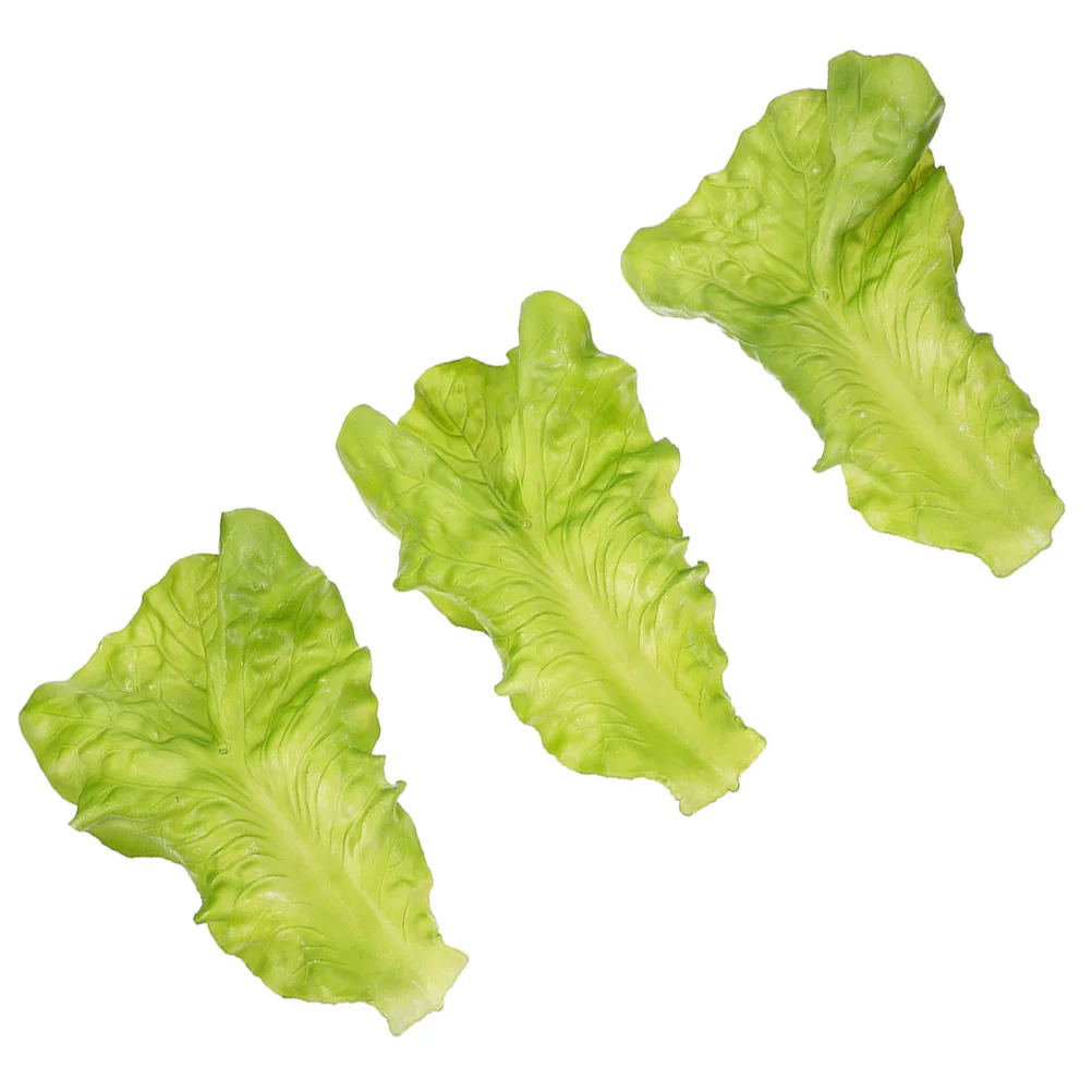 

3 Pcs Kitchen Artificial Vegetable Decors Simulated Lettuce Leaf Simulation Realistic Food Prop Restaurant Display Shop