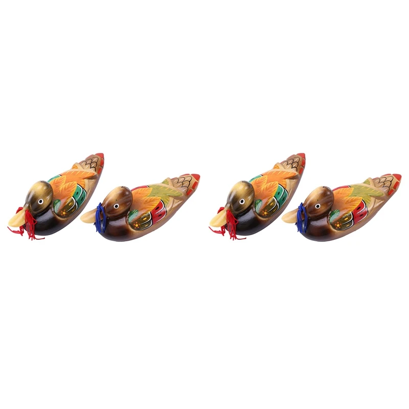 

Cute Chinese Wooden Mandarin Duck And Duck Decorations Interior Bedroom Room Decoration, 4PCS
