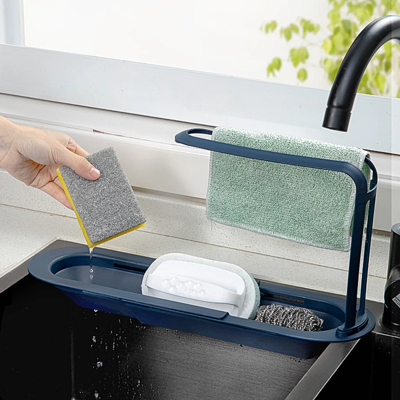 

Kitchen Gadgets Telescopic Sink Shelf Storage Basket Plastic Draining Basket Towel Rack Sink Accessories Sink Drain Rack