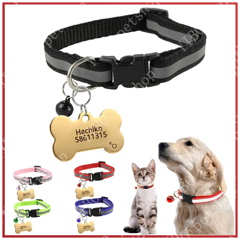 

Идентификационная бирка с гравировкой, Персонализированная бирка для собаки, именной Этикетка из нержавеющей стали, Светоотражающий ошейн...