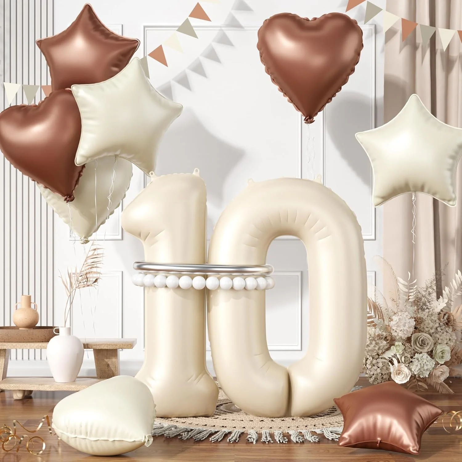 

Набор фольгированных шаров "Пентаграмма", кремово-белые, 13 шт.