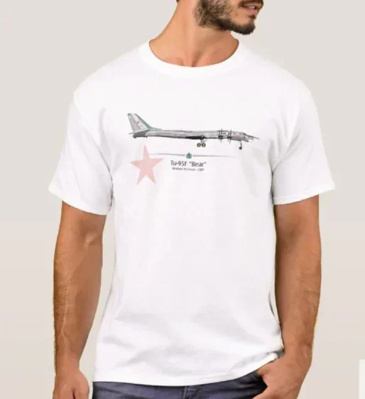 Футболка с стратегическим бомбардиром русских ВВС Tu-95 Bear 100% хлопок круглым