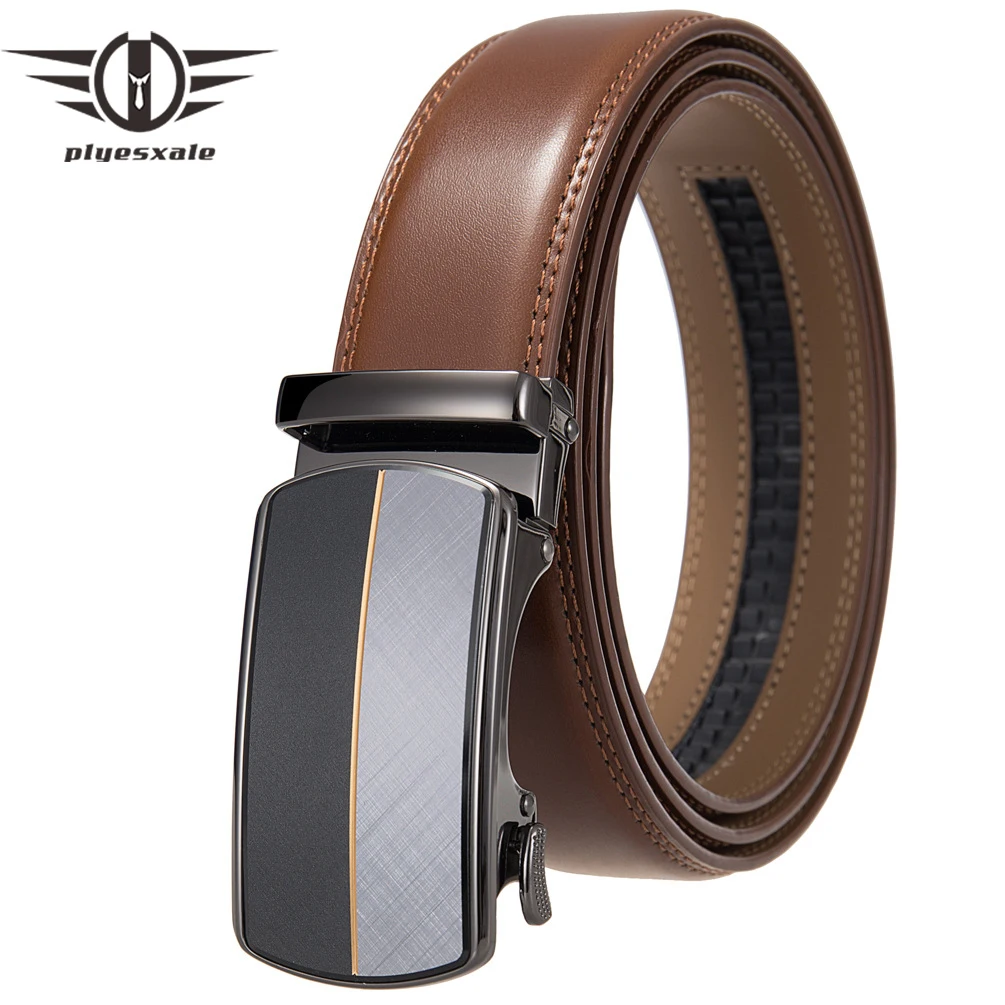 

Plyesxale Automatic Buckle Men Belt Genuine Leather High Quality Belt Male Luxury Designer Strap Waistband Fashion New B1261