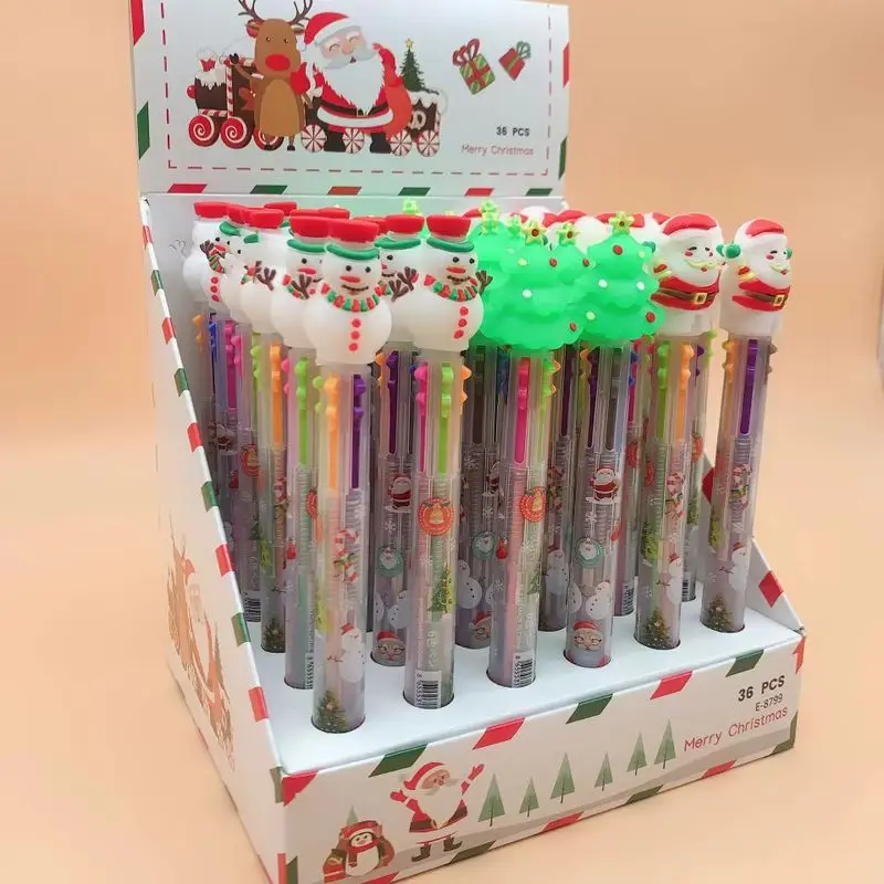 

Креативная шариковая ручка, 36 шт., кавайная Рождественская стильная 6-цветная ручка, Студенческая ученическая канцелярия, милые детские инструменты для рисования
