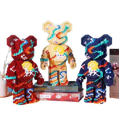 

Новинка креативный строительный блок Dunhuang с выдвижным медведем красочная полоса мультяшная Сборная модель Волшебные кирпичи игрушка для д...