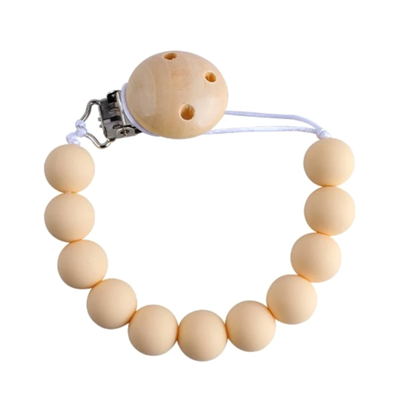 

Wooden Pacifier Clips for Baby Silicone Teethers Toy Chain Newborn Shower Gift